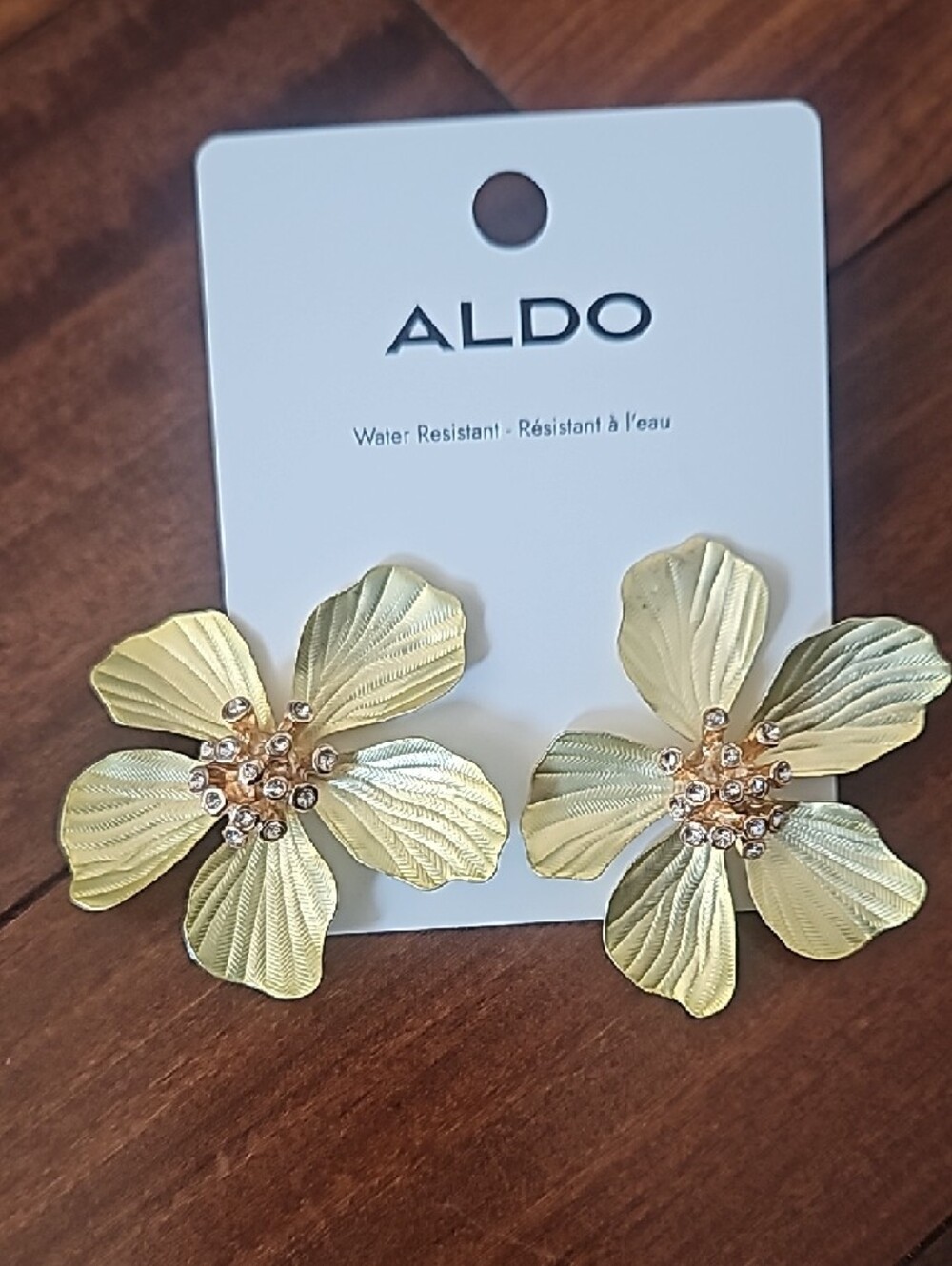 Aldo Gold Floral Crystal Drop Earrings - Picture 8 of 9